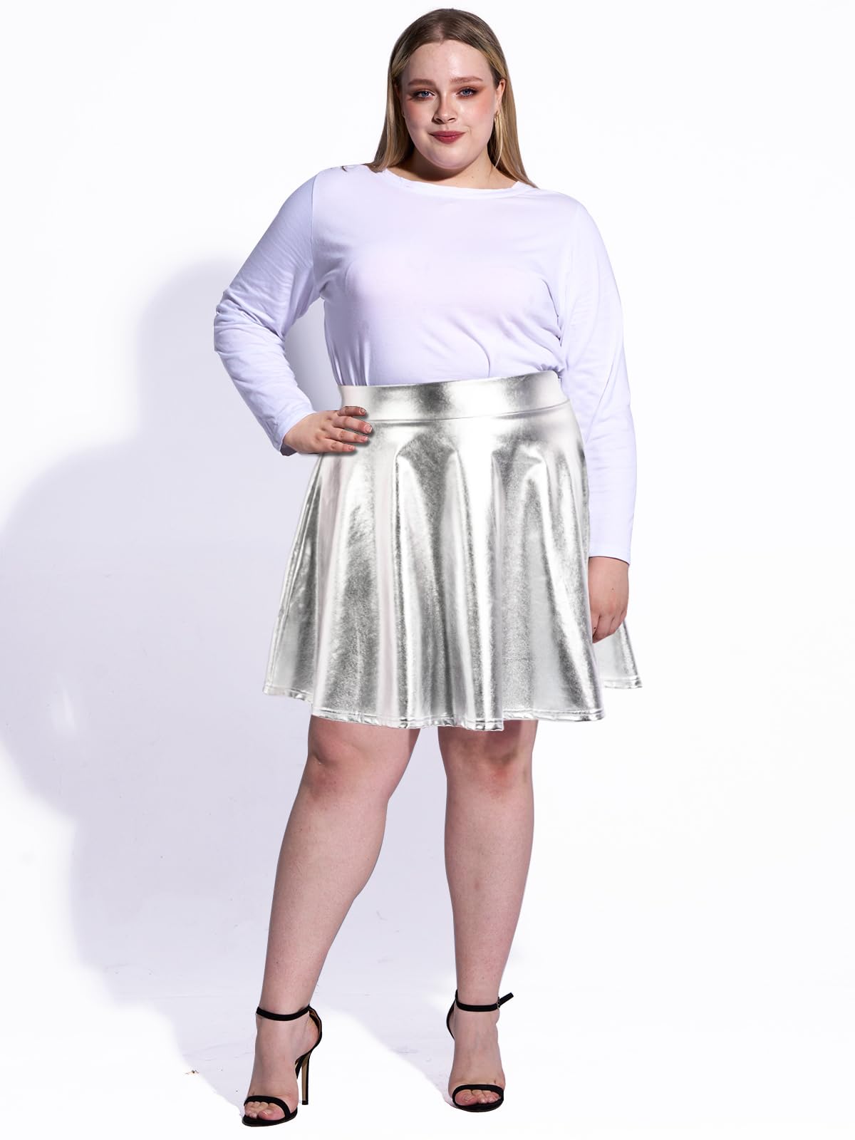 Woochic Mini-jupe métallique plissée taille haute avec