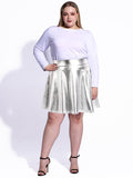 Woochic Mini-jupe métallique plissée taille haute avec