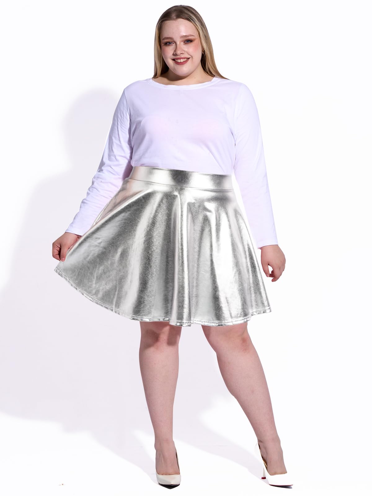 Woochic Mini-jupe métallique plissée taille haute avec