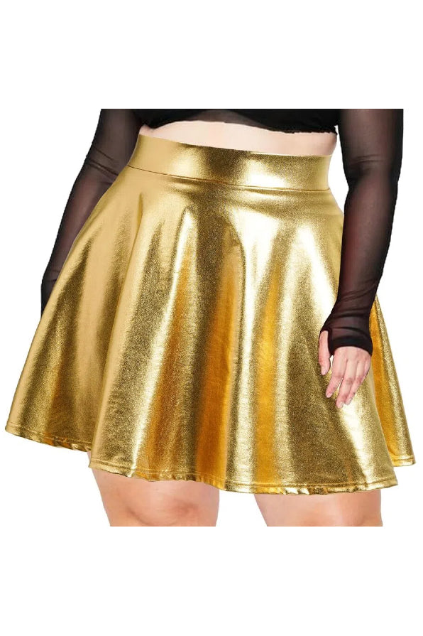 Woochic Mini-jupe métallique plissée taille haute avec Doré L