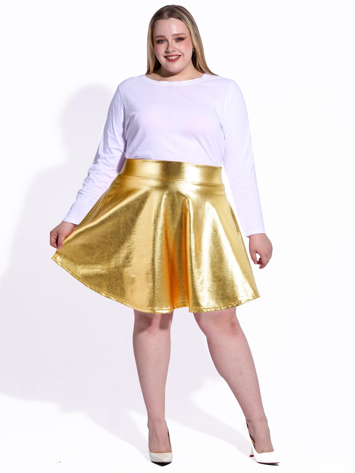 Woochic Mini-jupe métallique plissée taille haute avec