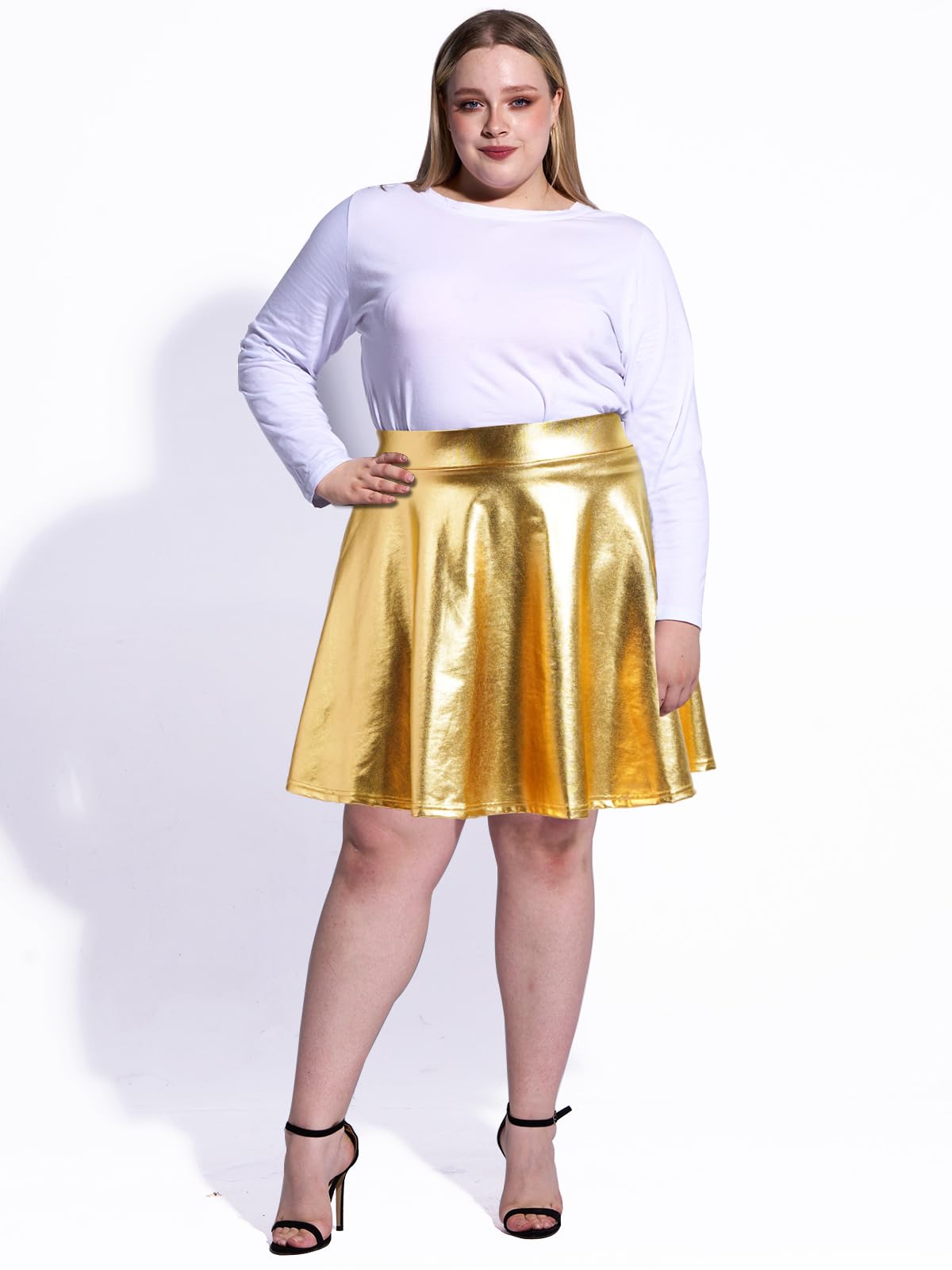 Woochic Mini-jupe métallique plissée taille haute avec