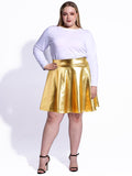 Woochic Mini-jupe métallique plissée taille haute avec