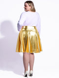 Woochic Mini-jupe métallique plissée taille haute avec