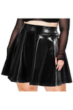 Woochic Mini-jupe métallique plissée taille haute avec Noir L