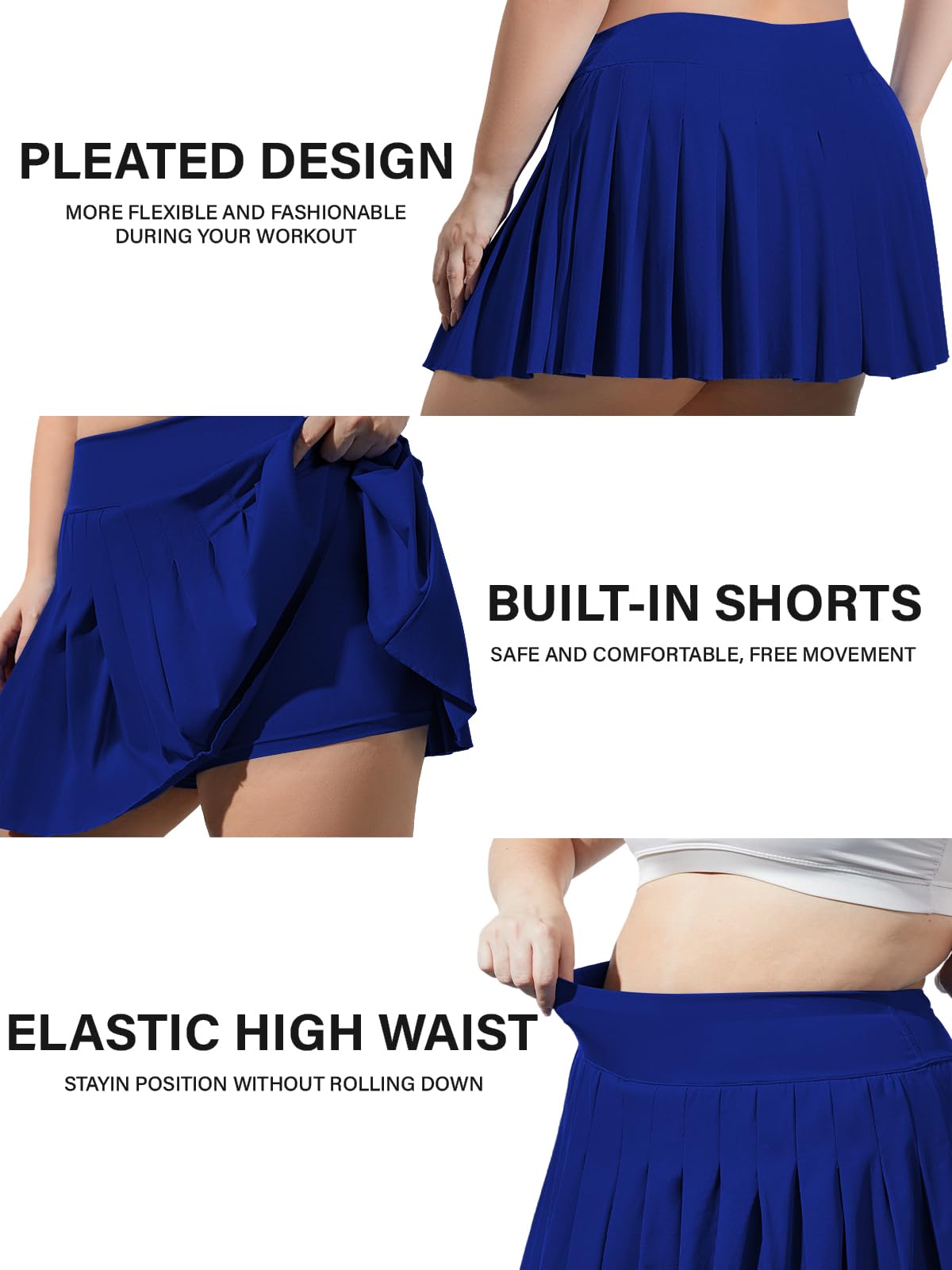 Woochic Mini-jupe plissée taille haute avec poches