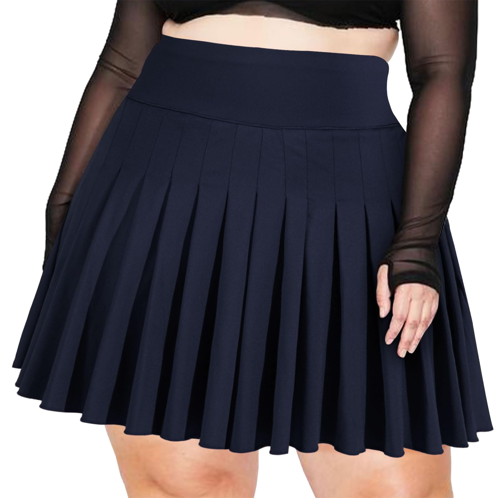 Woochic Mini-jupe plissée taille haute avec poches Marine L