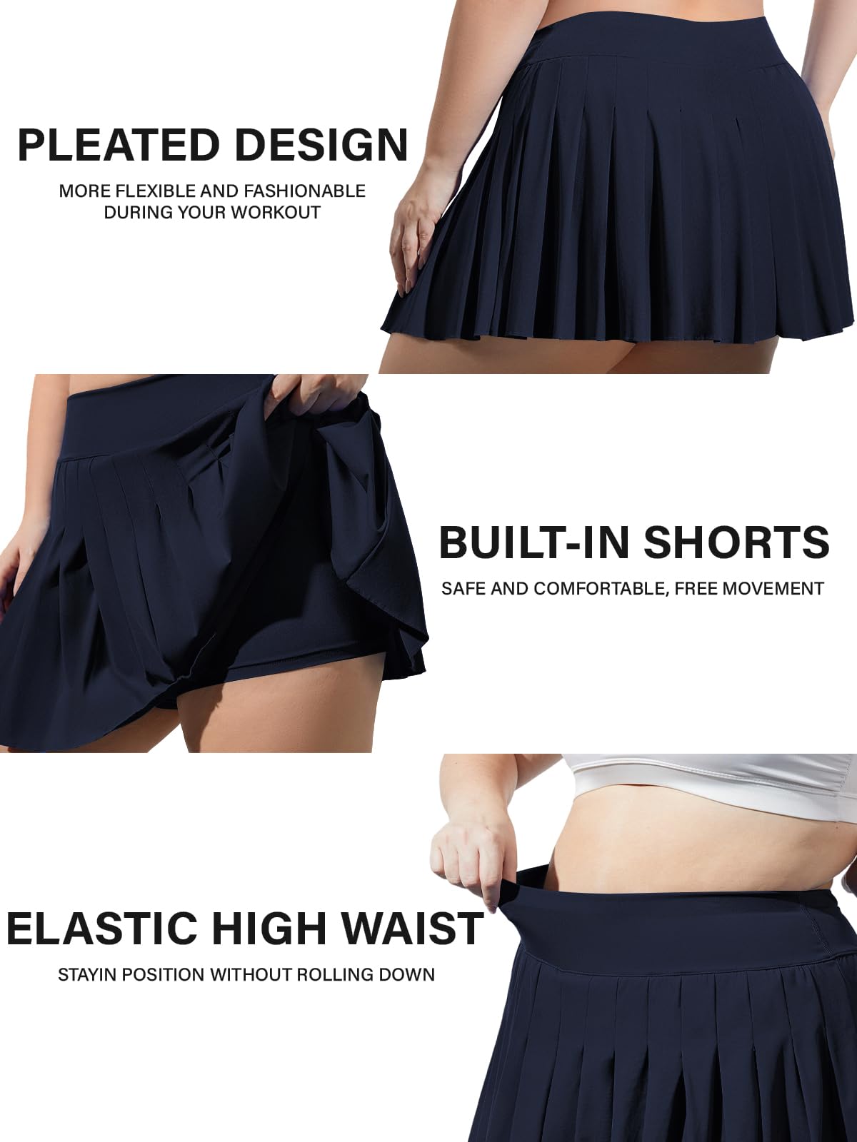 Woochic Mini-jupe plissée taille haute avec poches