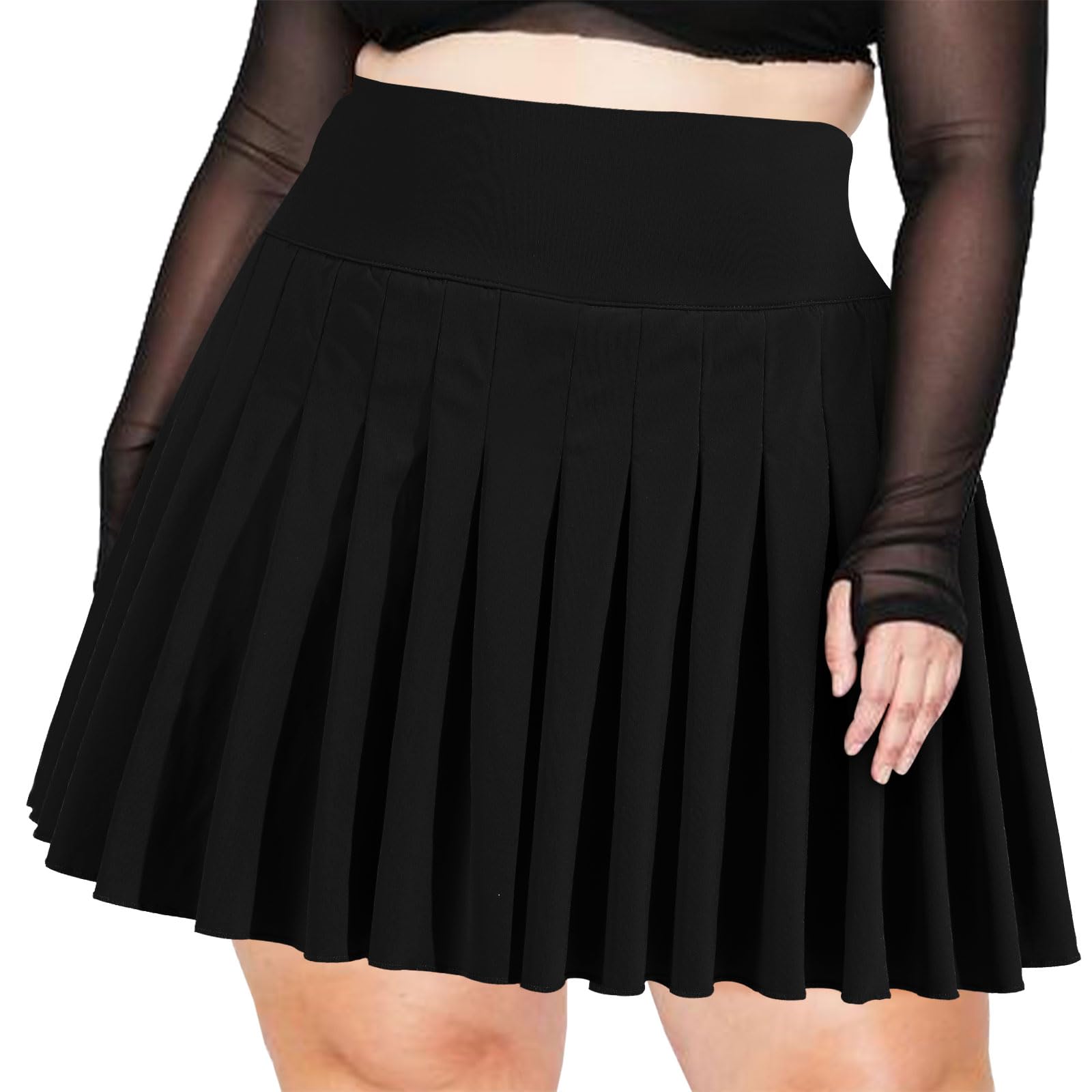 Woochic Mini-jupe plissée taille haute avec poches Noir L