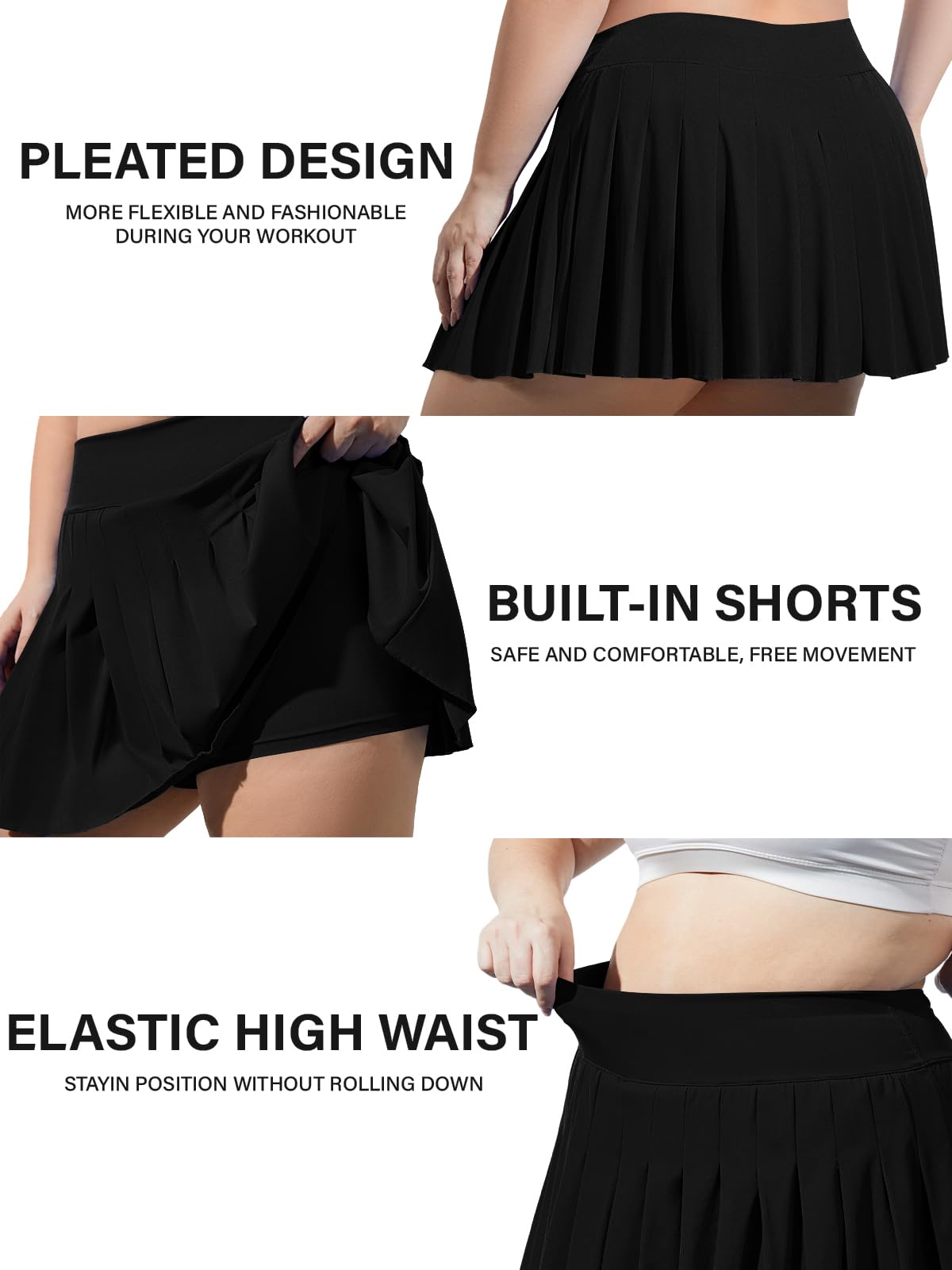 Woochic Mini-jupe plissée taille haute avec poches