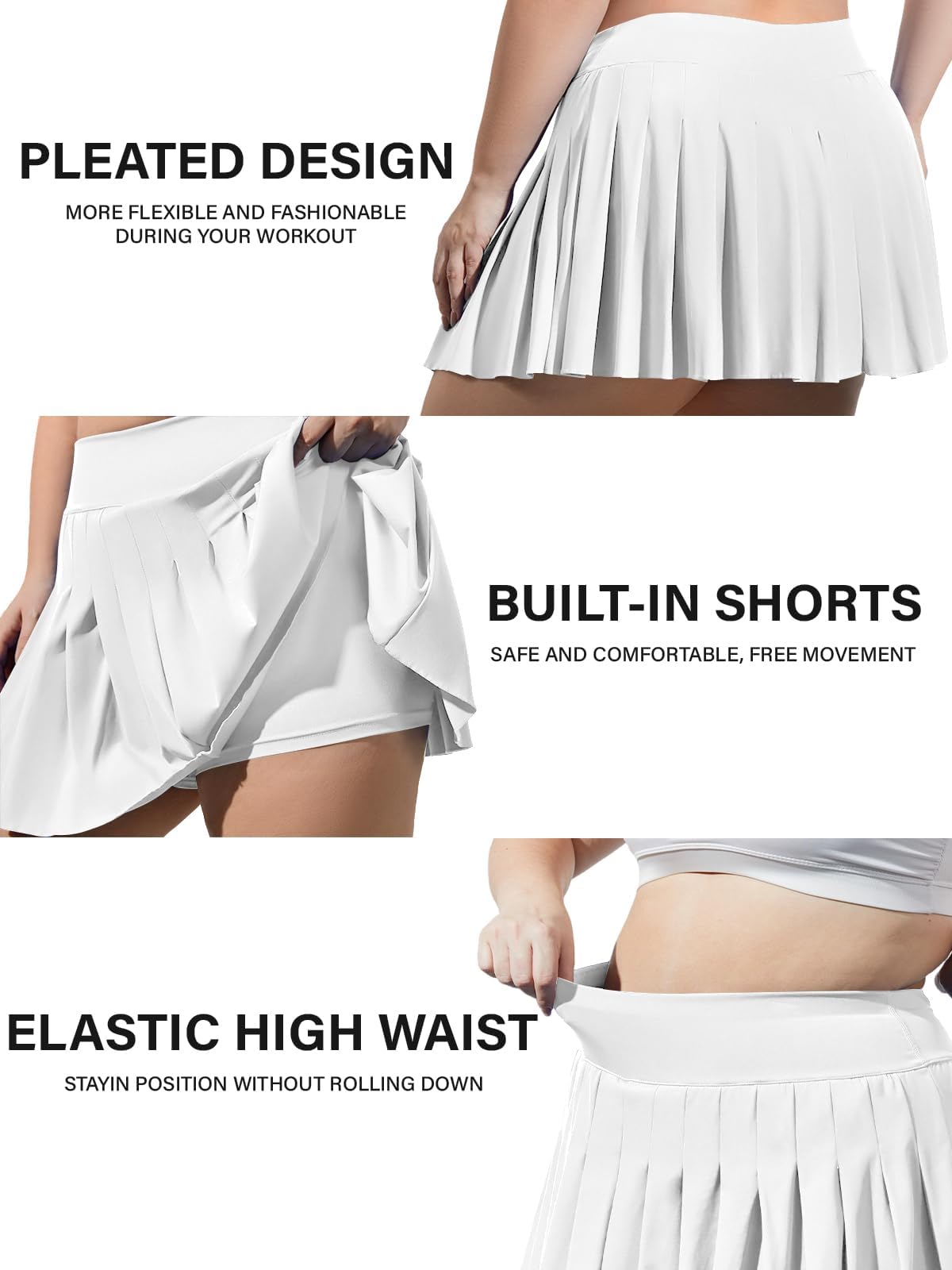 Woochic Mini-jupe plissée taille haute avec poches