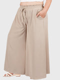 Woochic Pantalon Femme Large Taille Haute Bohème Élégant