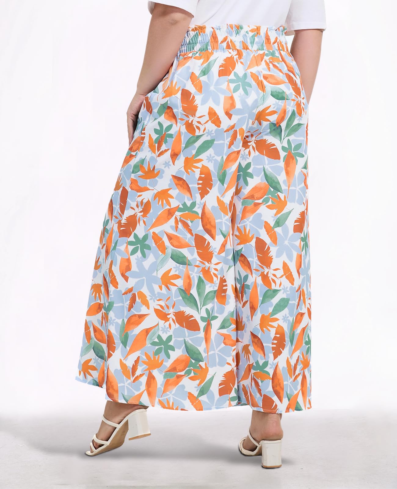Woochic Pantalon Femme Large Taille Haute Bohème Élégant