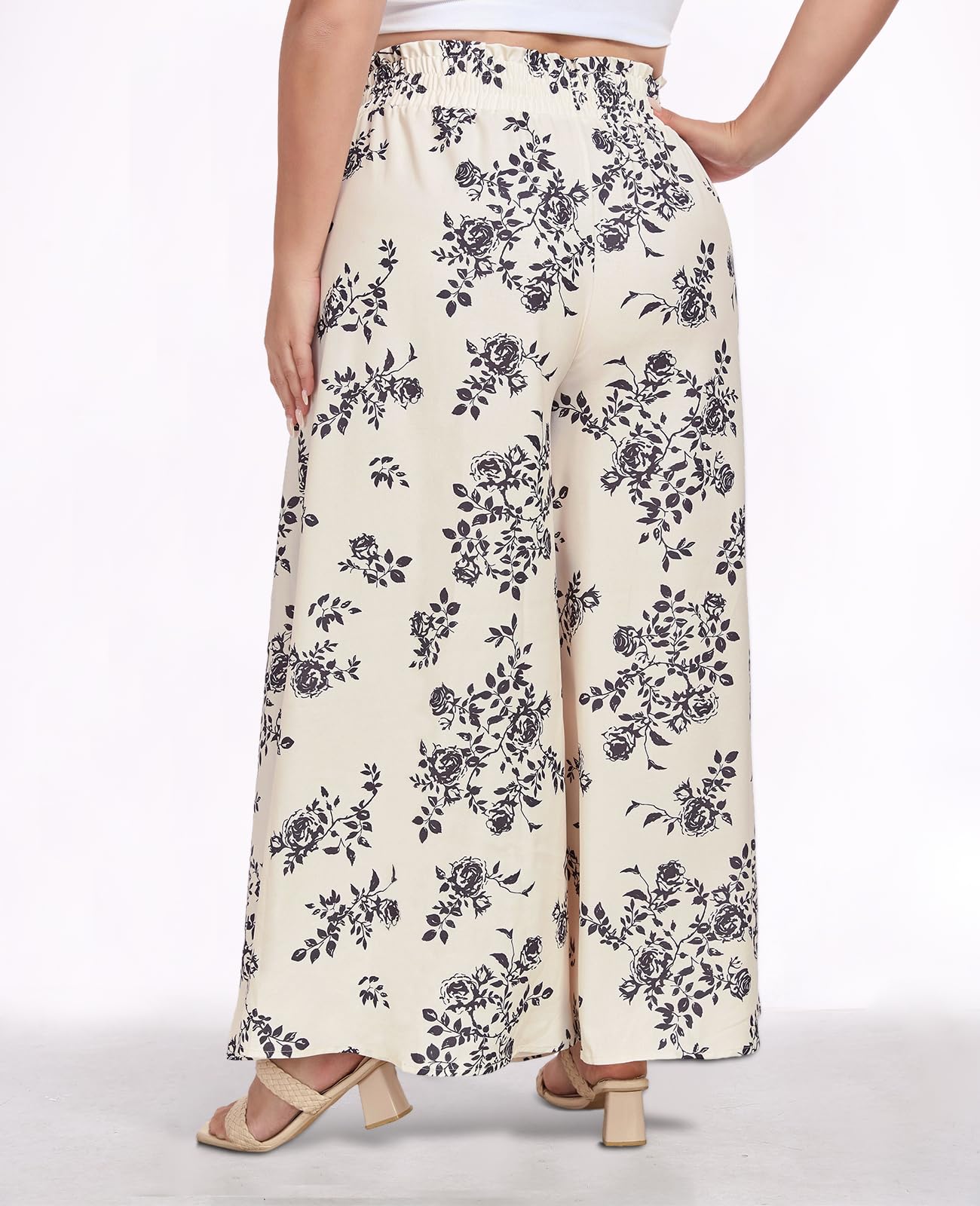 Woochic Pantalon Femme Large Taille Haute Bohème Élégant