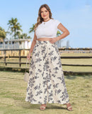 Woochic Pantalon Femme Large Taille Haute Bohème Élégant