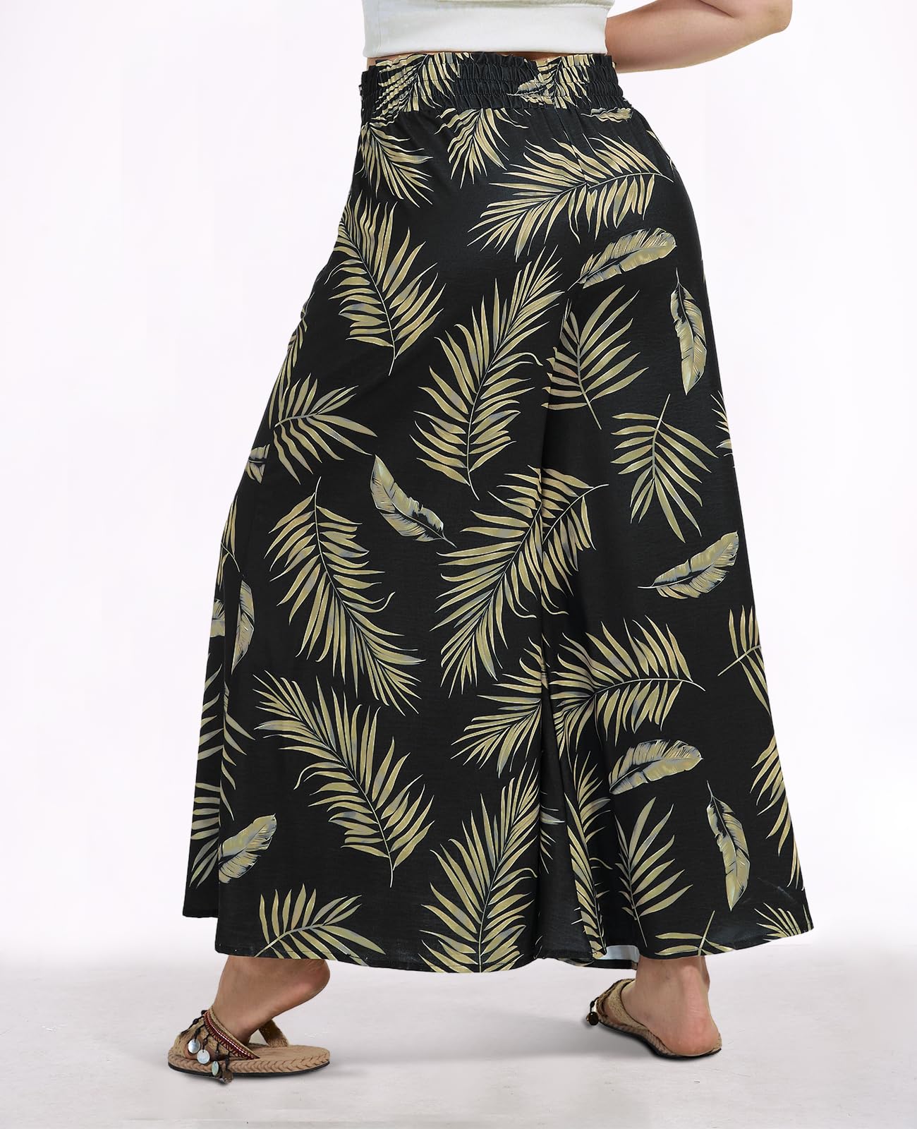 Woochic Pantalon Femme Large Taille Haute Bohème Élégant