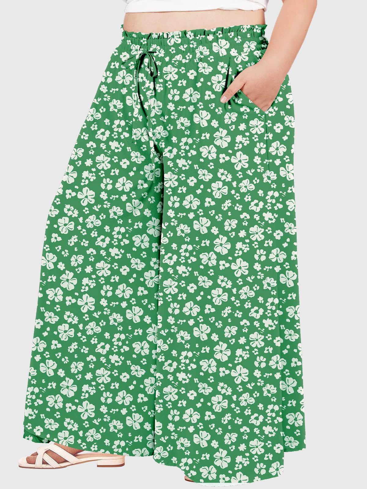 Woochic Pantalon Femme Large Taille Haute Bohème Élégant