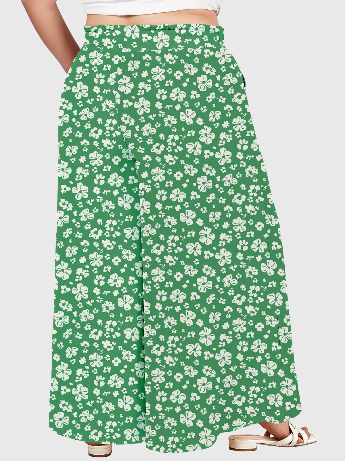 Woochic Pantalon Femme Large Taille Haute Bohème Élégant