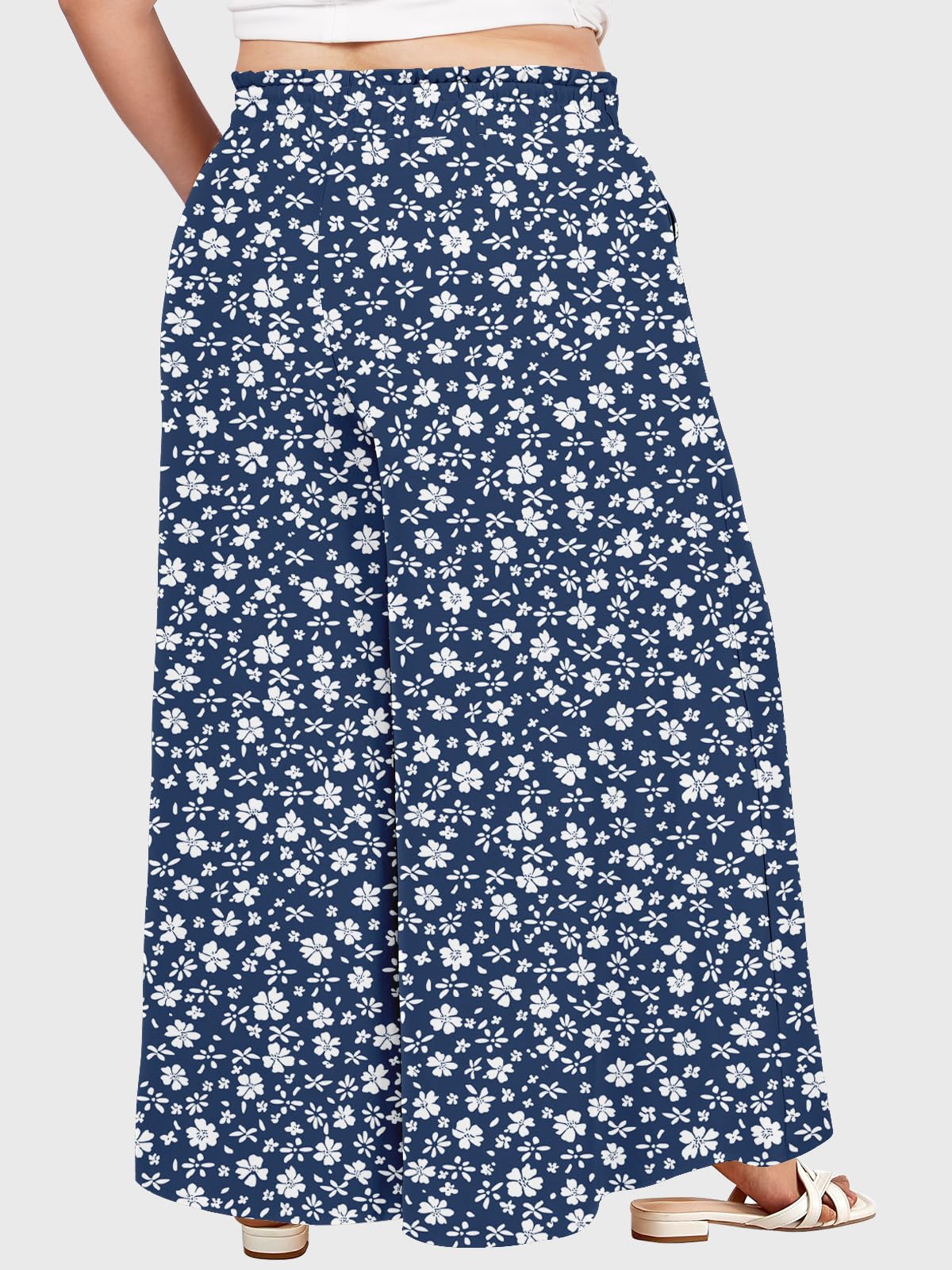 Woochic Pantalon Femme Large Taille Haute Bohème Élégant