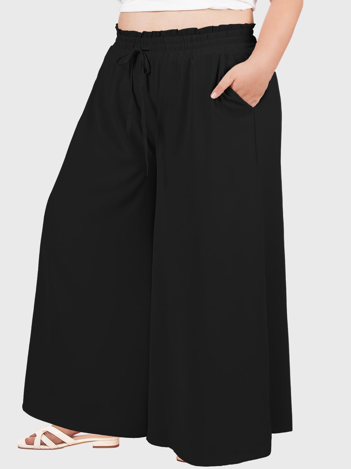 Woochic Pantalon Femme Large Taille Haute Bohème Élégant