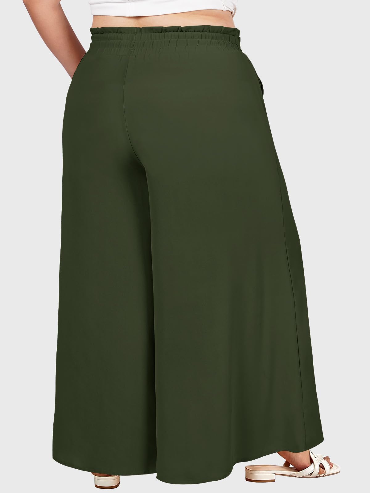 Woochic Pantalon Femme Large Taille Haute Bohème Élégant