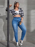 Woochic Pantalon grande taille denim slim pantalon crayon
