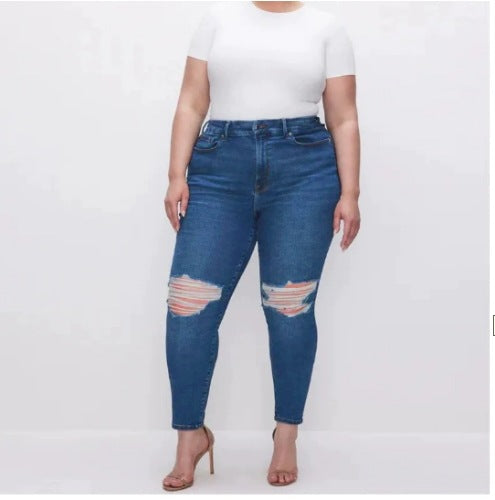 Woochic Pantalon grande taille extensible slim déchiré bleu 4 XL
