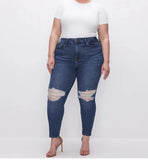 Woochic Pantalon grande taille extensible slim déchiré bleu1 XL