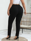 Woochic Pantalon grande taille mi-haut skinny déchiré denim stretch