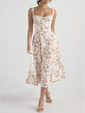 Woochic Robe Fendue À Bretelles Fleuries fleurs rouges S