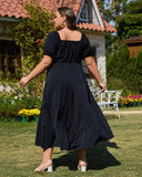 Woochic Robe Longue Bohème Femme Robe Festival Fleurie Grande Taille Manches Courtes