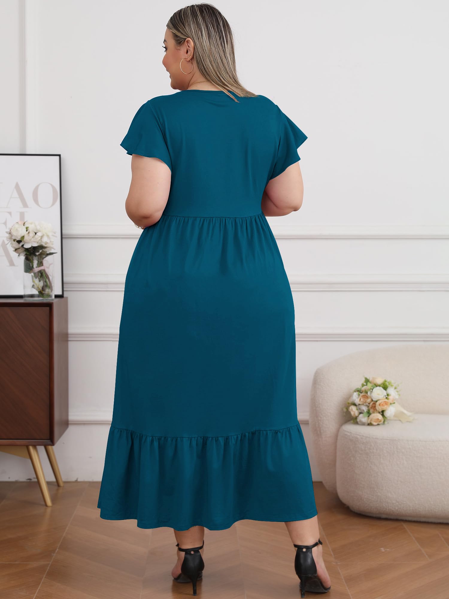 Woochic Robe Longue Femme Grande Taille Robe Maxi Élé