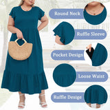 Woochic Robe Longue Femme Grande Taille Robe Maxi Élé