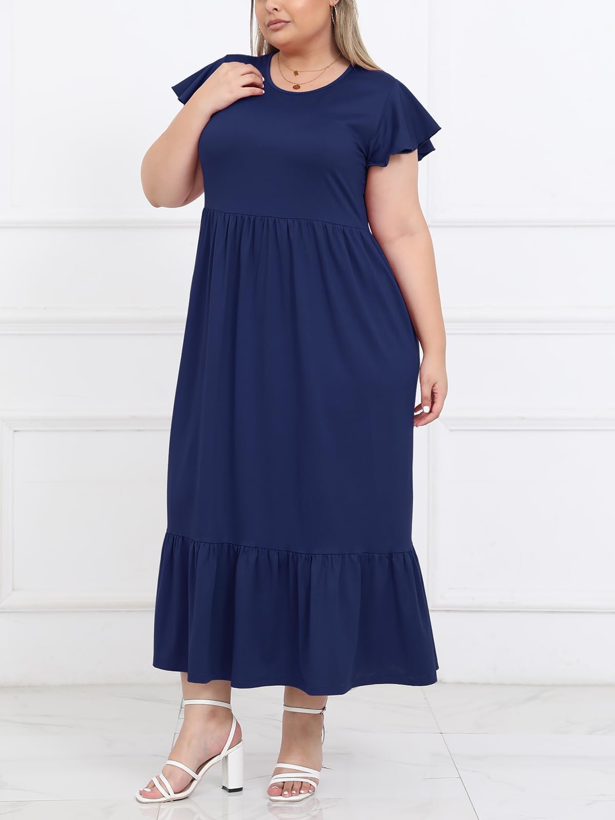 Woochic Robe Longue Femme Grande Taille Robe Maxi Élé