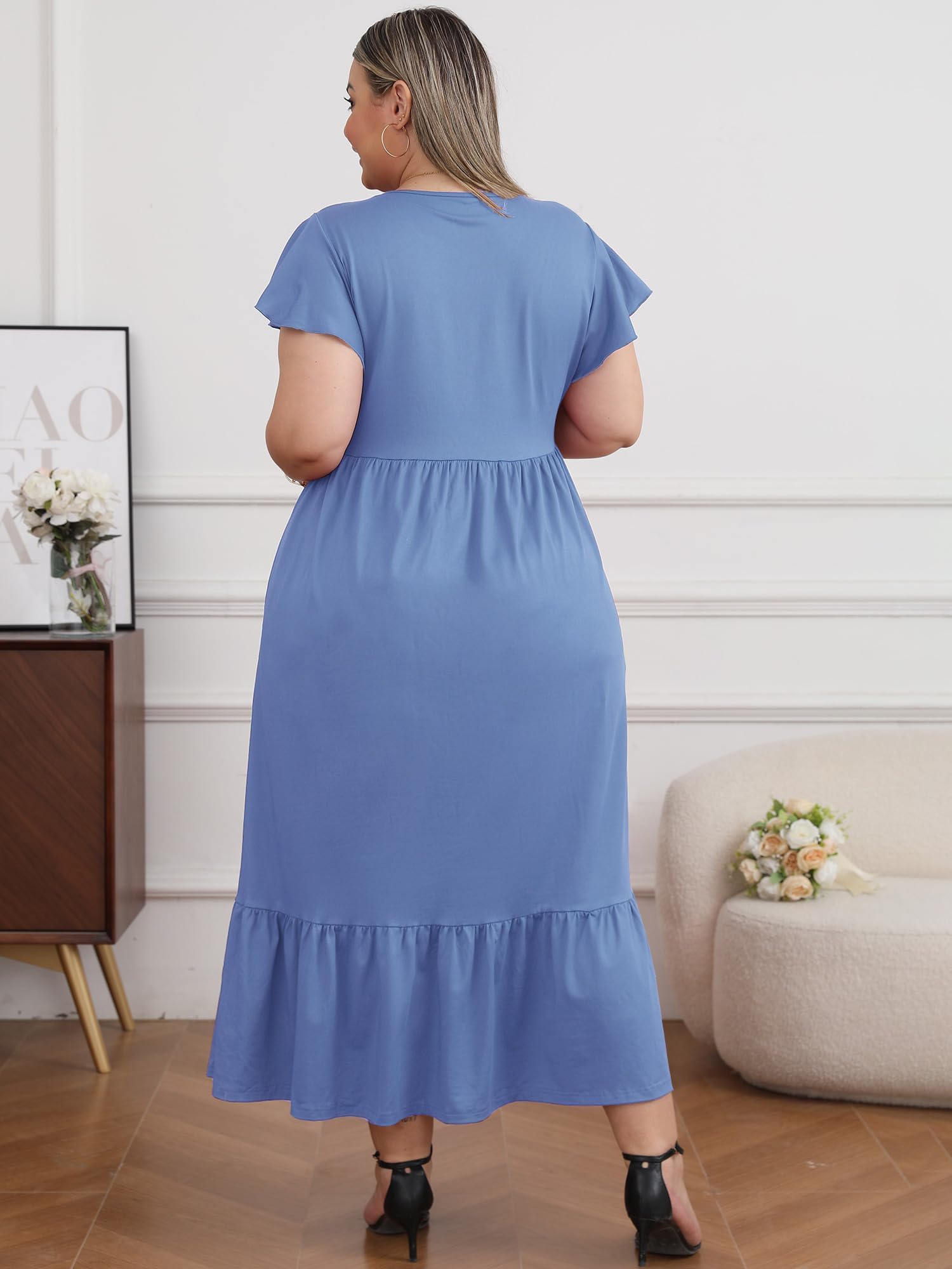 Woochic Robe Longue Femme Grande Taille Robe Maxi Élé