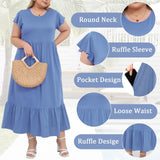 Woochic Robe Longue Femme Grande Taille Robe Maxi Élé