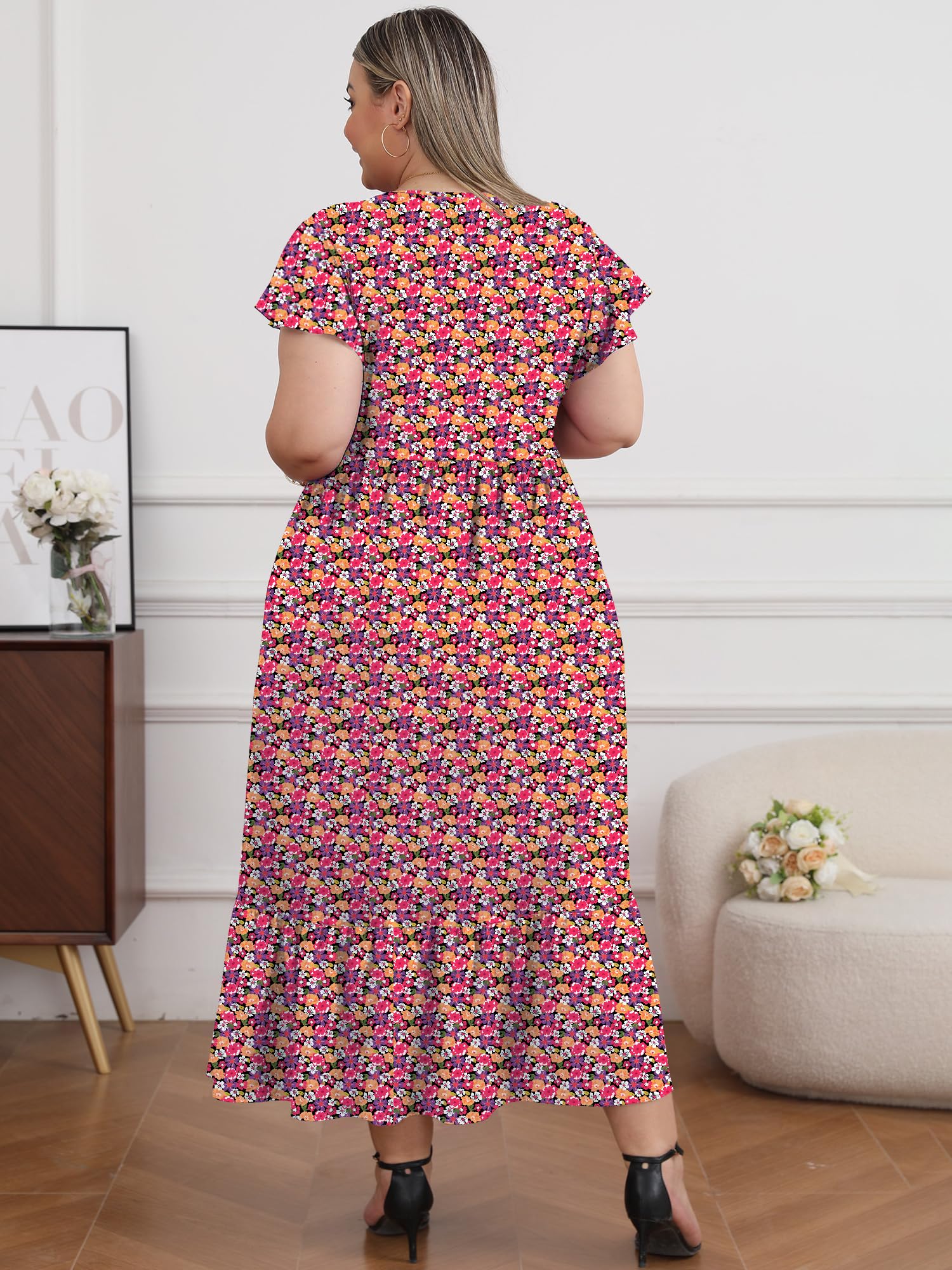 Woochic Robe Longue Femme Grande Taille Robe Maxi Élé