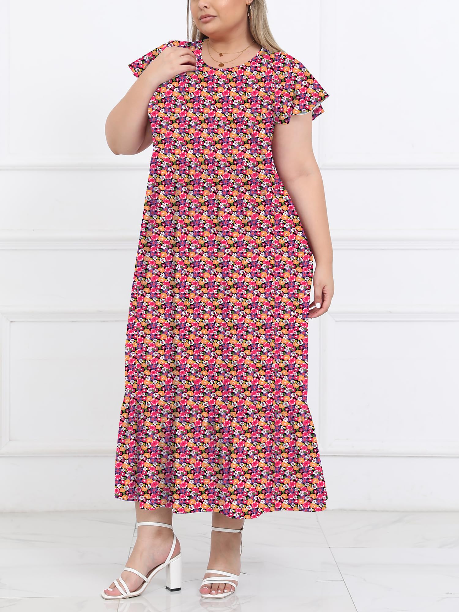 Woochic Robe Longue Femme Grande Taille Robe Maxi Élé