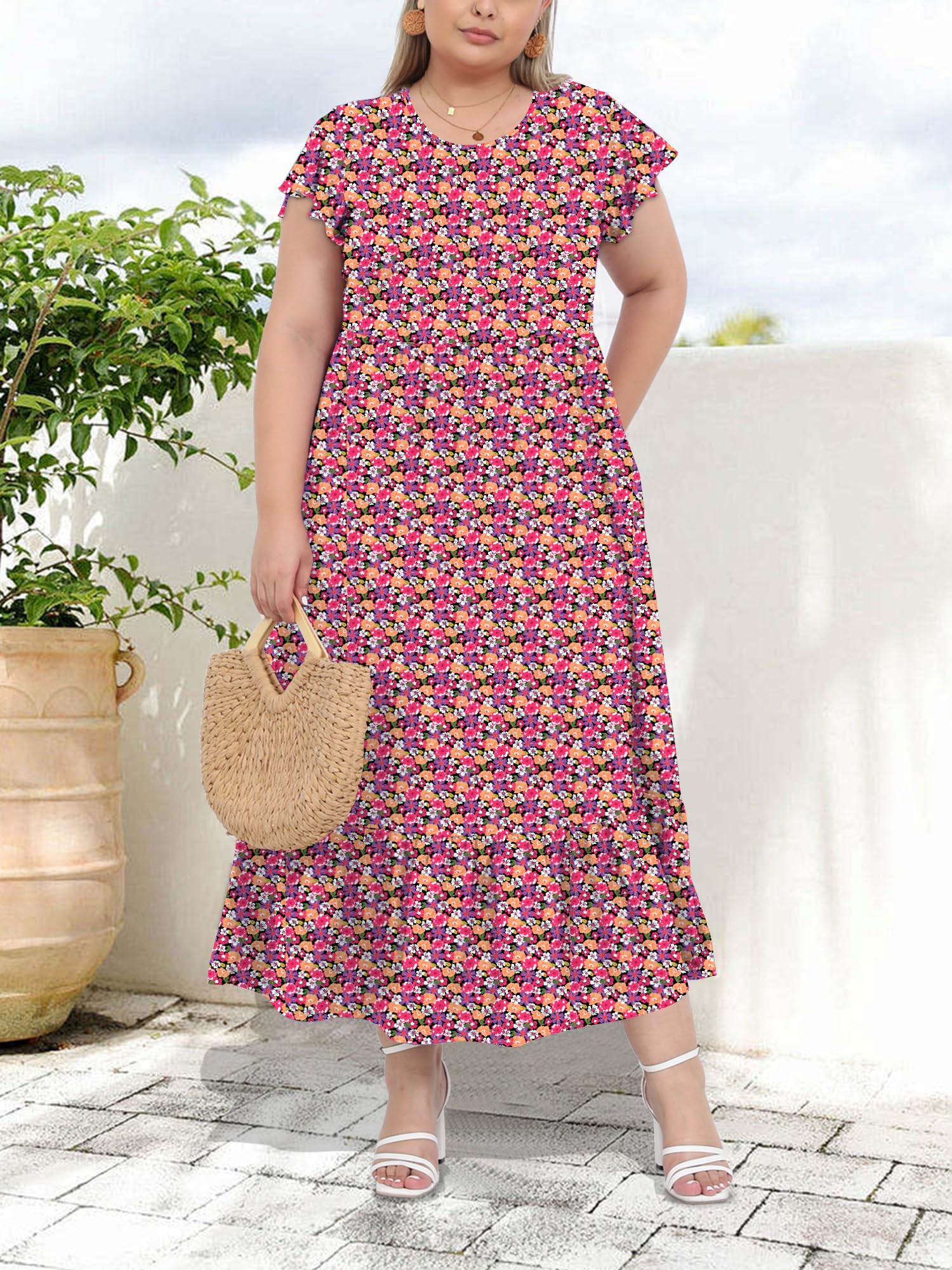 Woochic Robe Longue Femme Grande Taille Robe Maxi Élé