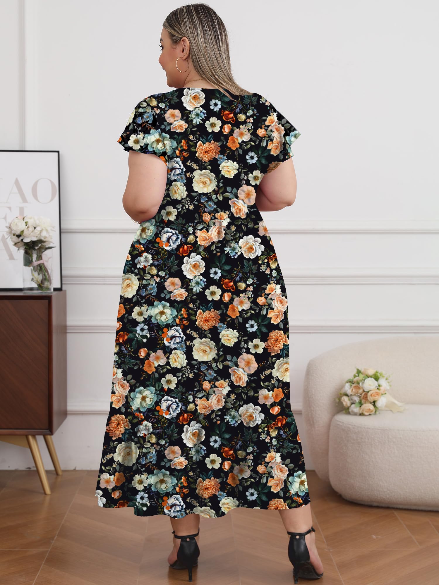 Woochic Robe Longue Femme Grande Taille Robe Maxi Élé