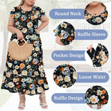 Woochic Robe Longue Femme Grande Taille Robe Maxi Élé