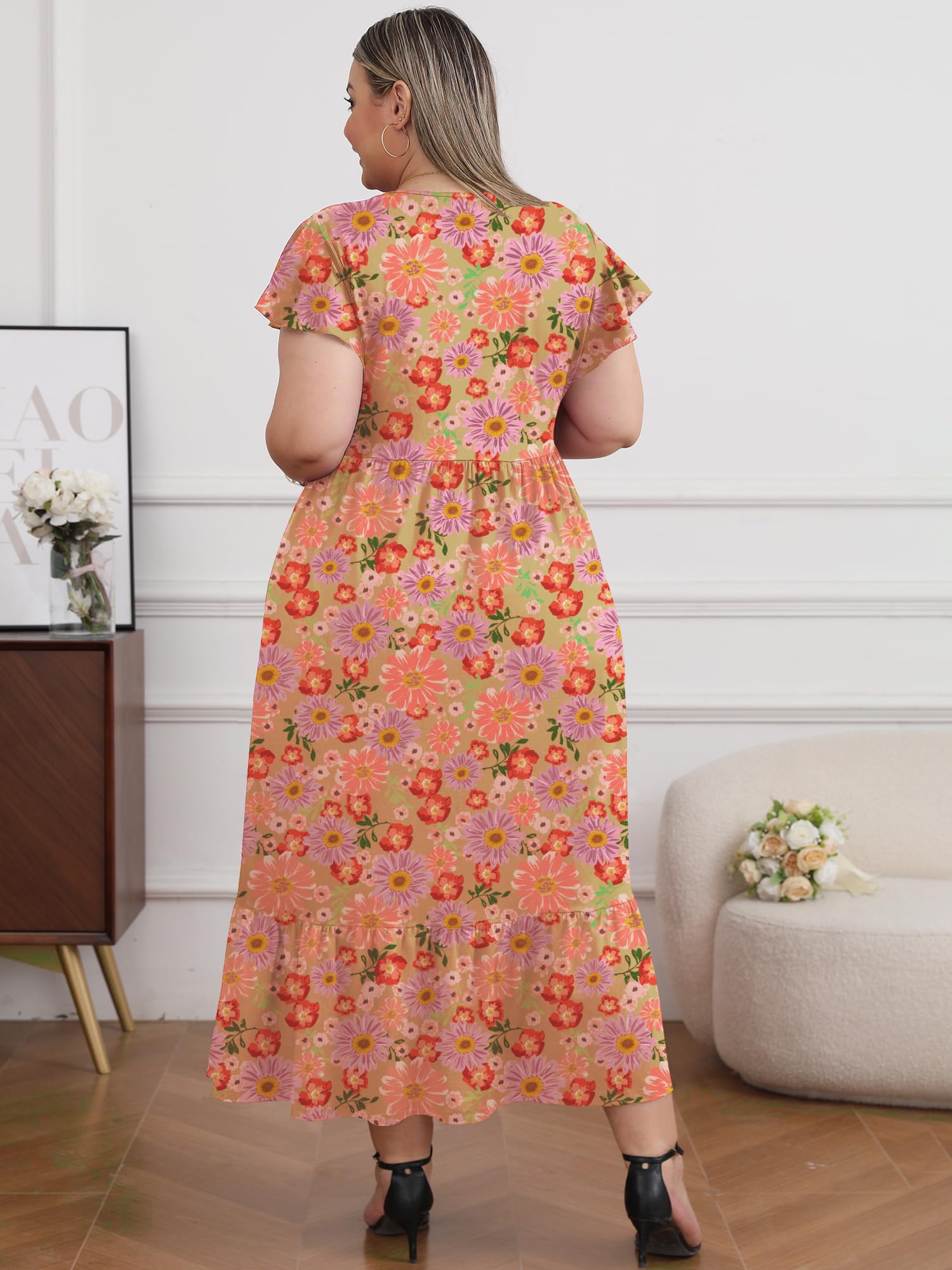 Woochic Robe Longue Femme Grande Taille Robe Maxi Élé