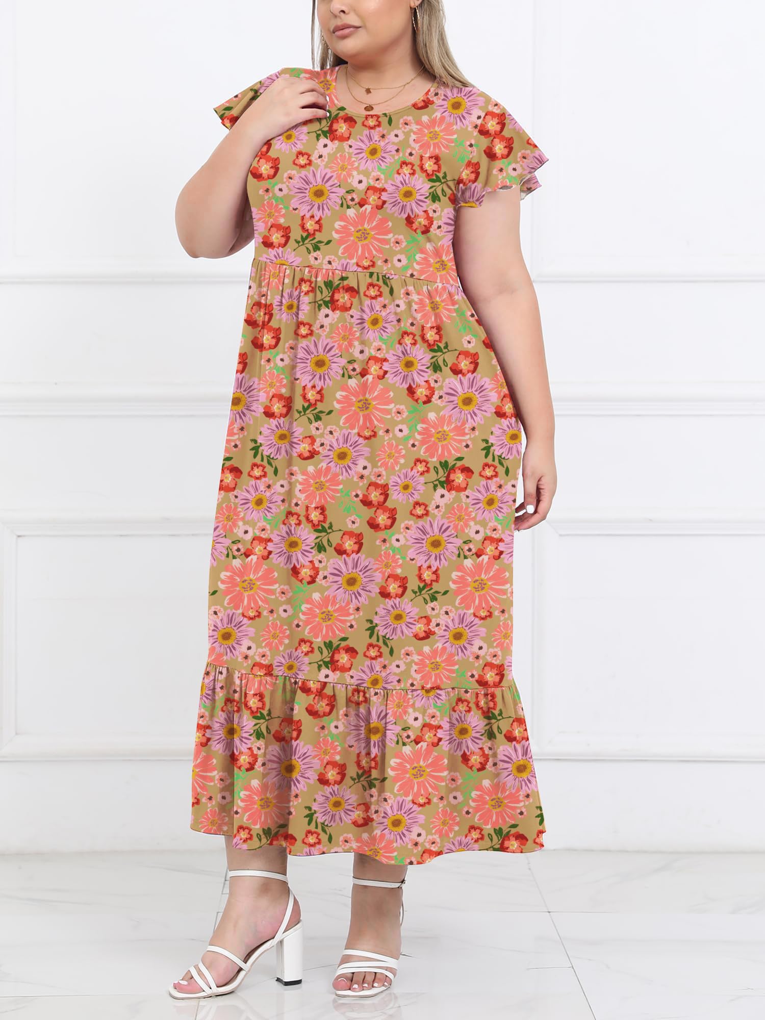 Woochic Robe Longue Femme Grande Taille Robe Maxi Élé