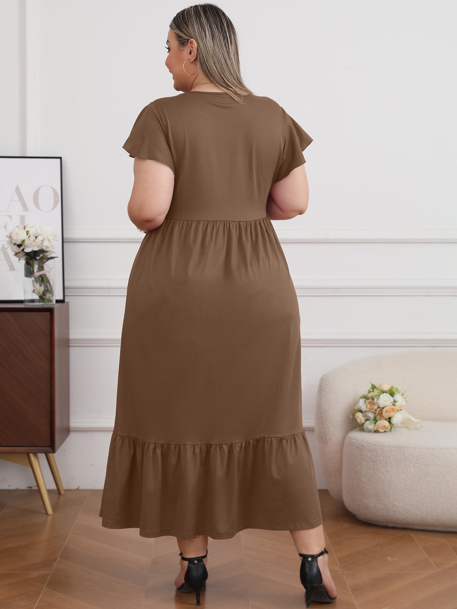 Woochic Robe Longue Femme Grande Taille Robe Maxi Élé