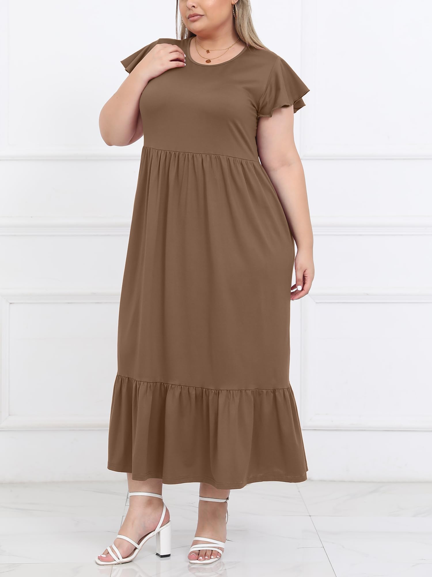 Woochic Robe Longue Femme Grande Taille Robe Maxi Élé