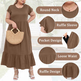 Woochic Robe Longue Femme Grande Taille Robe Maxi Élé