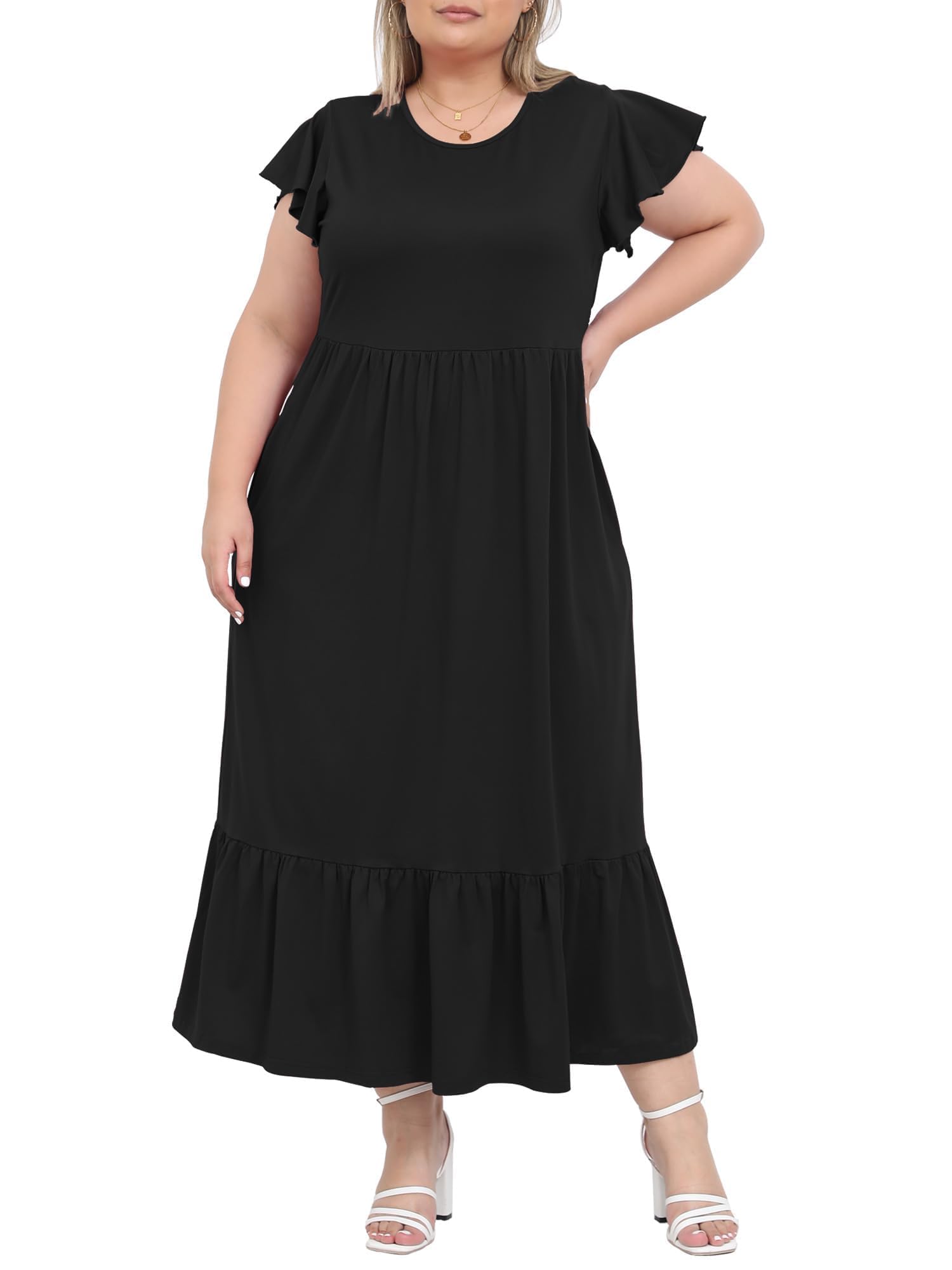 Woochic Robe Longue Femme Grande Taille Robe Maxi Élé