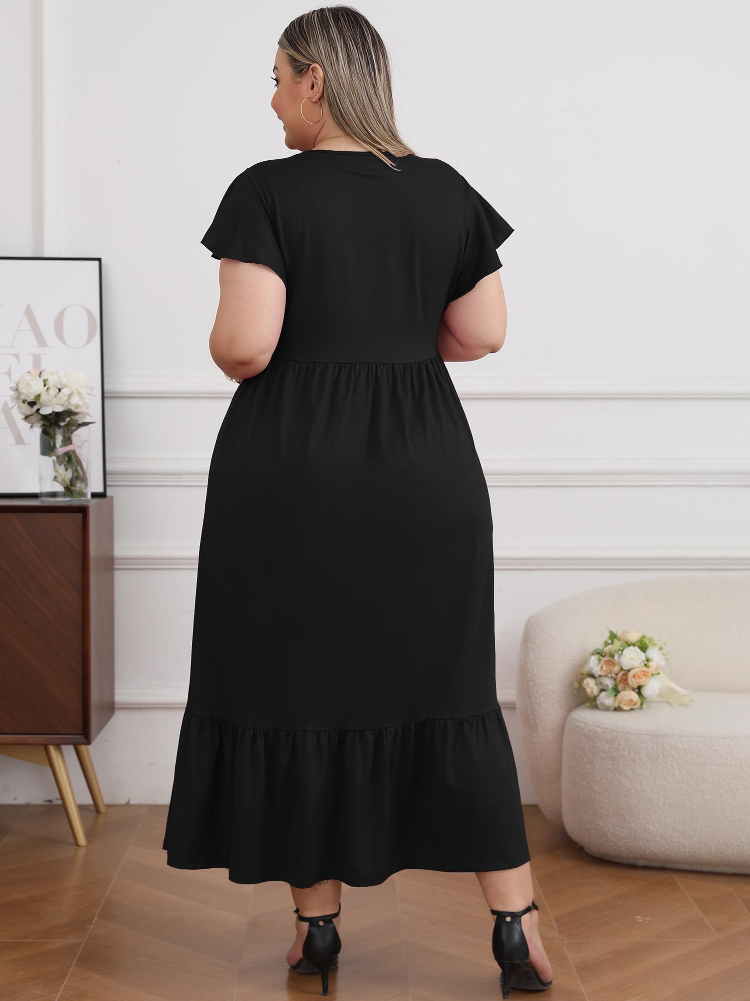 Woochic Robe Longue Femme Grande Taille Robe Maxi Élé