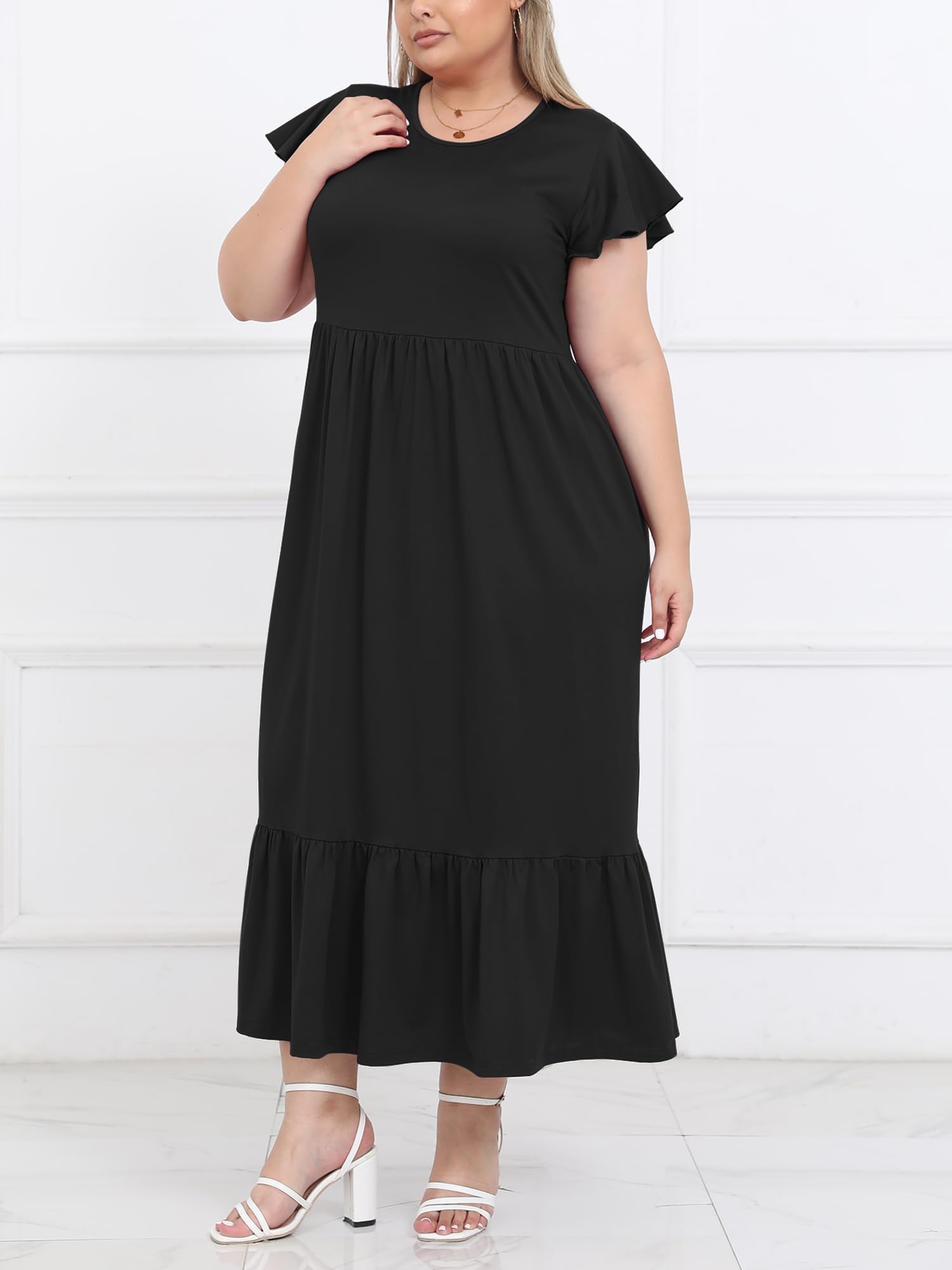 Woochic Robe Longue Femme Grande Taille Robe Maxi Élé