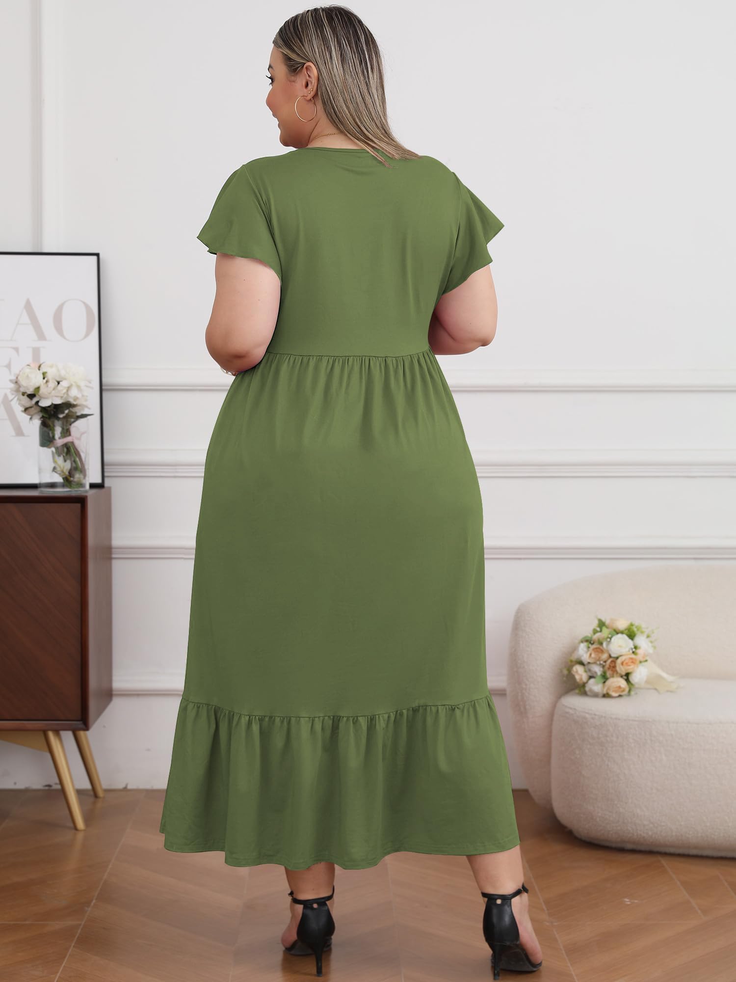 Woochic Robe Longue Femme Grande Taille Robe Maxi Élé